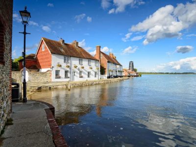 Cottages and an old mill on the quay at Langstone near near Havant in Hampshire